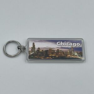 Vintage Chicago Illinois Windy City Skyline‎ Buildings Skyscrapers Keychain